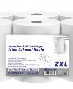 İçten Çekmeli Kağıt Havlu 2XL 175M 6 Lı Paket